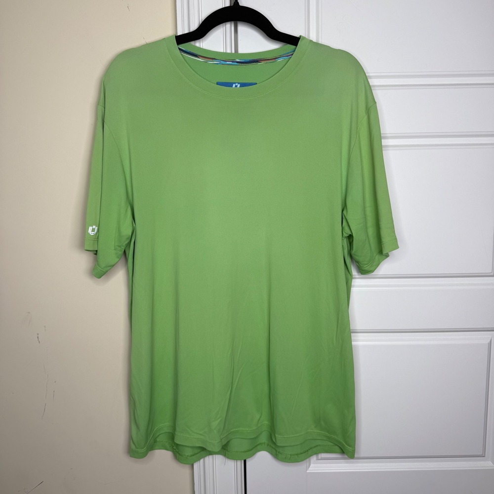 IBKUL Performance T-Shirt Mens Medium Green Icefil UPF 50 Athletic Golf Crewneck